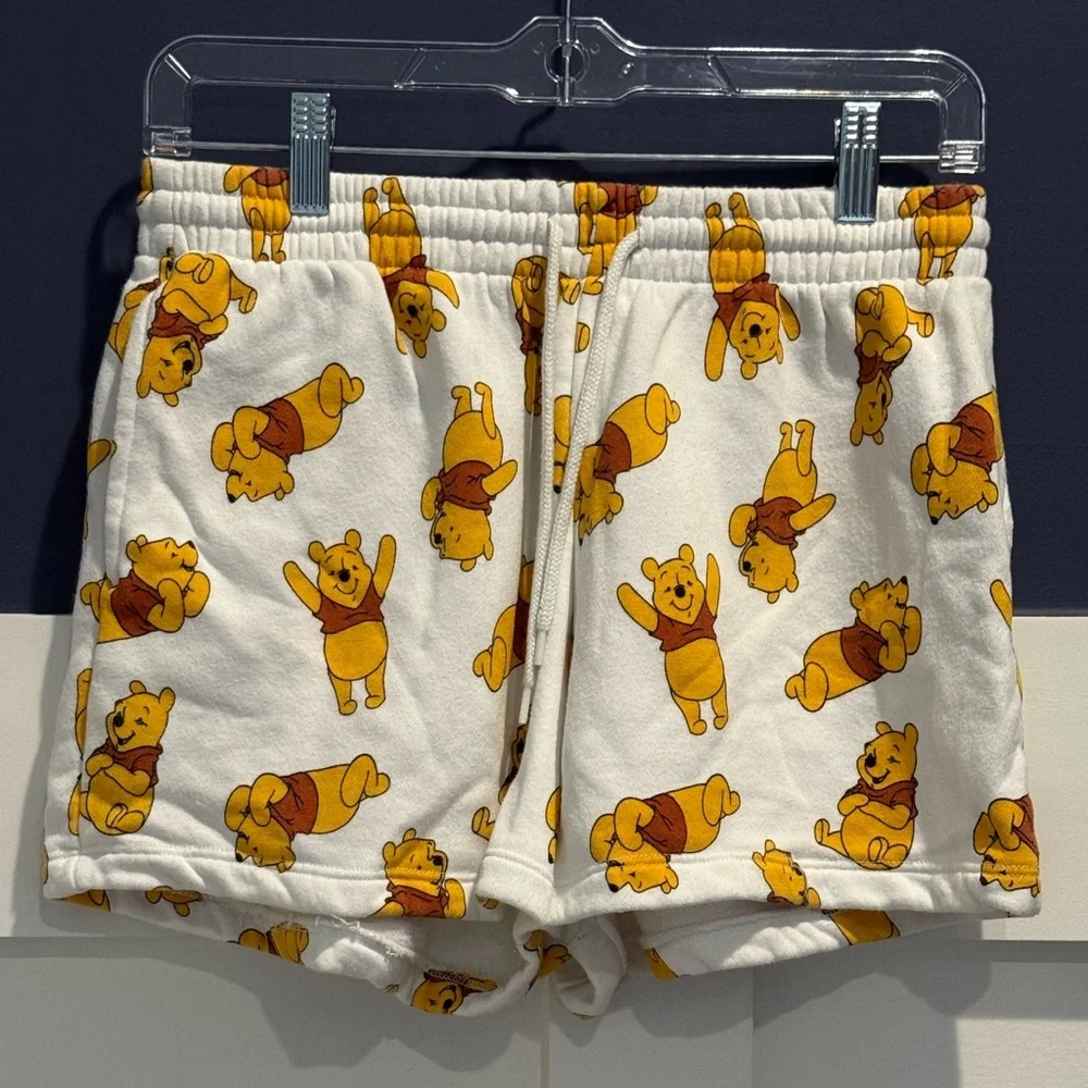 Disney Winnie the Pooh White fleece lined lounge shorts Size M - Picture 2 of 7